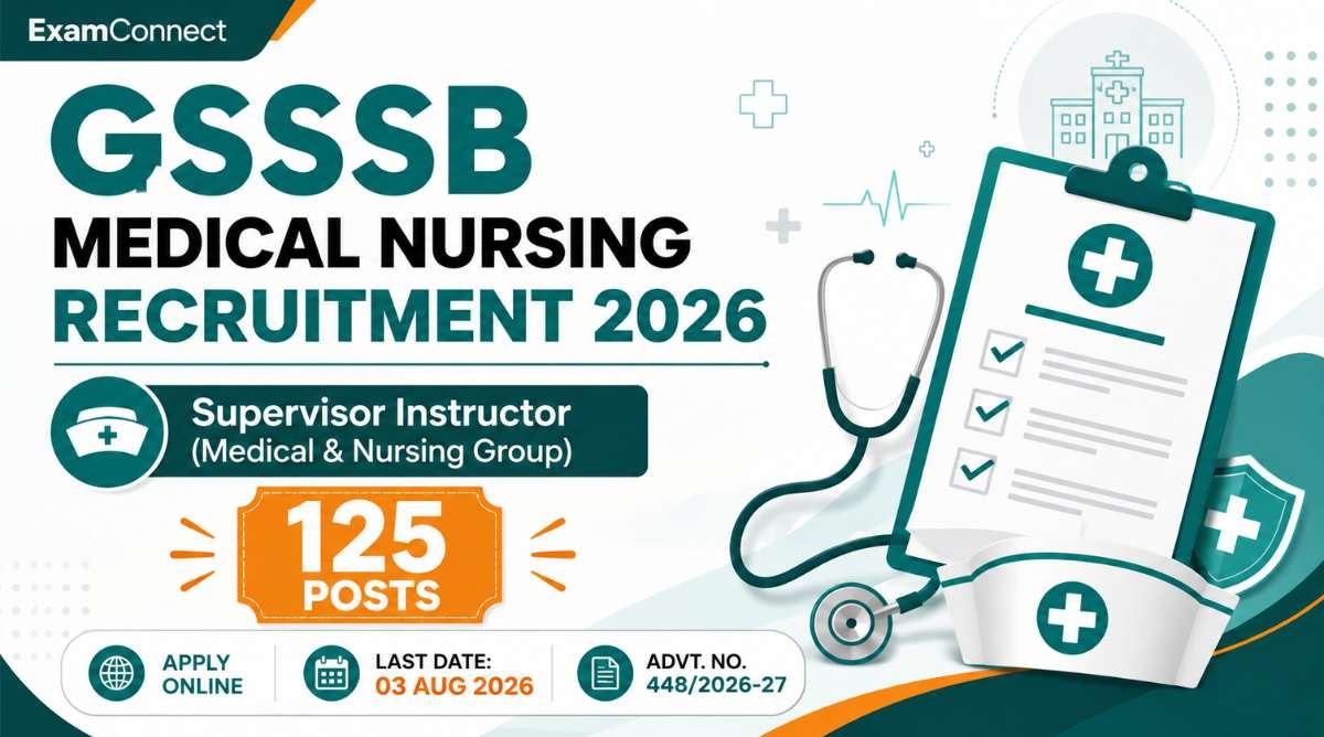 GSSSB Medical Nursing Recruitment 2026 for 125 Supervisor Instructor posts
