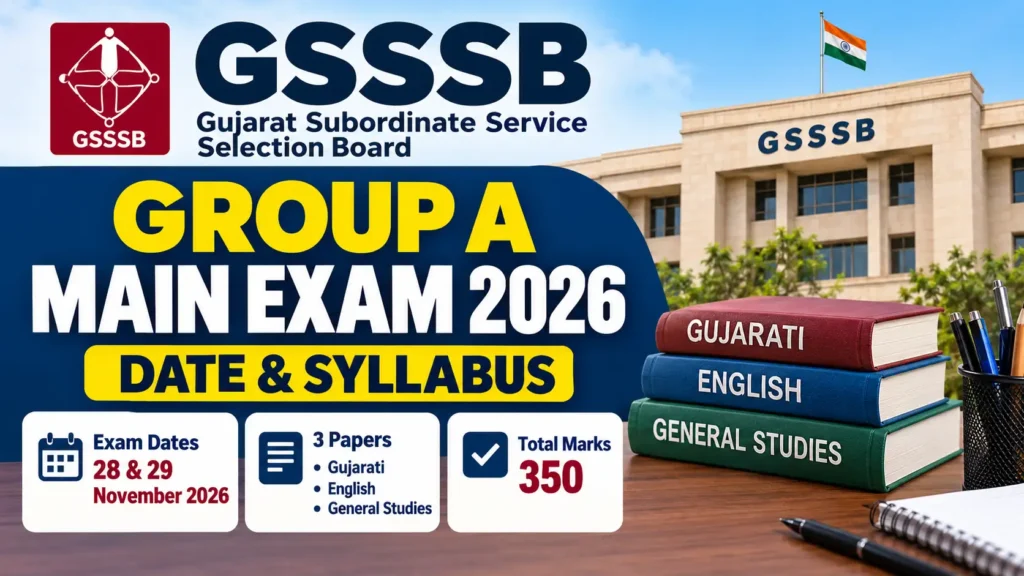 GSSSB Group A Main Exam 2026 date syllabus and exam pattern