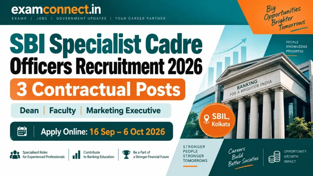 SBI Specialist Cadre Officers Recruitment 2026 for 3 Dean Faculty and Marketing Executive posts